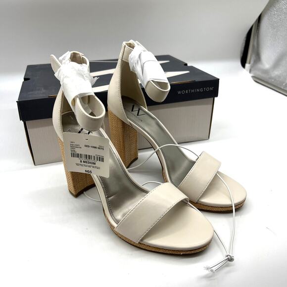 Worthington Womens Lynch Heeled Sandals Ivory Size 8M - Picture 2 of 10